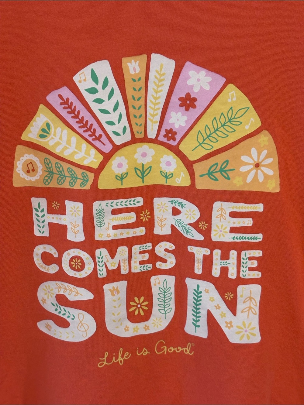 Life Is Good Crusher-Lite Women's Tee Here comes the Sun, SM, Coral/orange - Picture 4 of 16